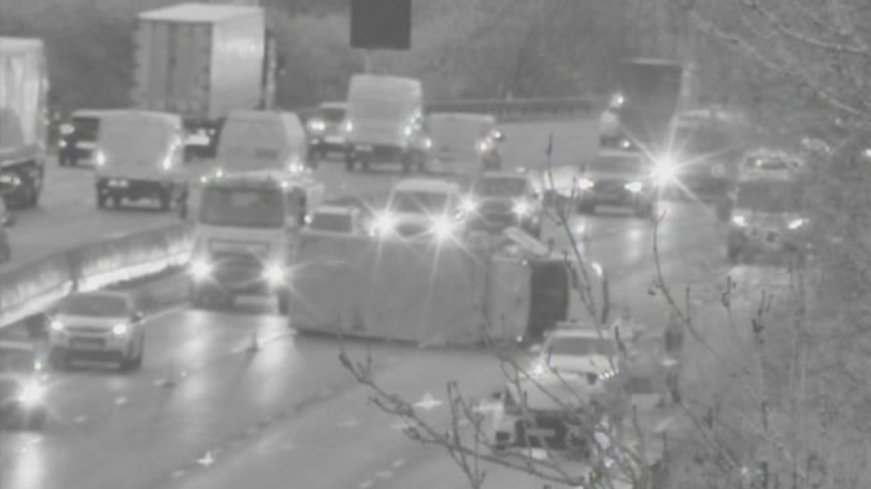 Van overturned on the M5