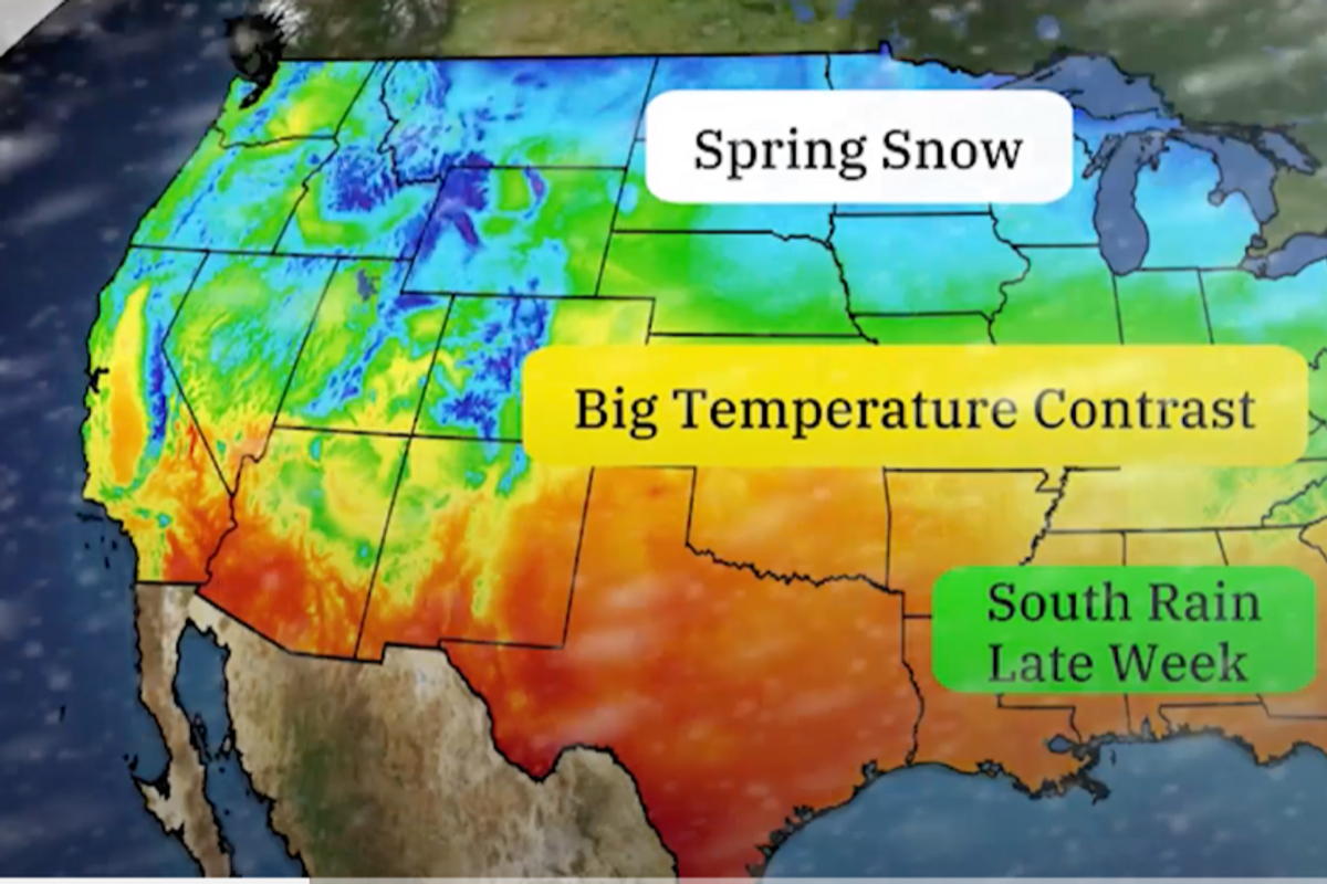 Vast temperature contrasts across the US