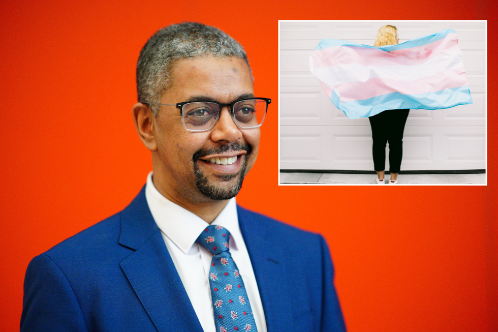 Vaughan Gething, woman holding trans flag