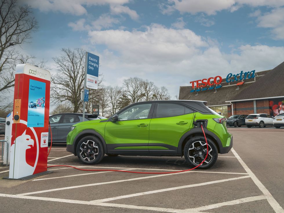 Vauxhall and an EV chargers at Tesco