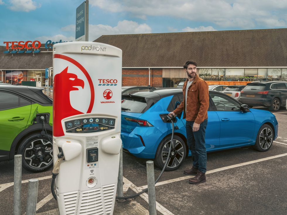 Vauxhall and an EV chargers at Tesco