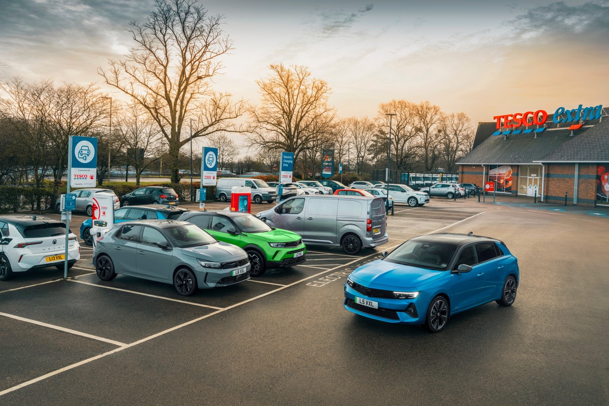 Vauxhall EVs charging at Tesco
