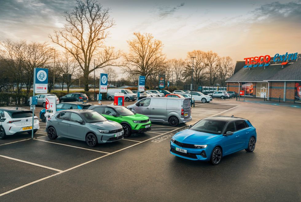 Vauxhall EVs charging at Tesco