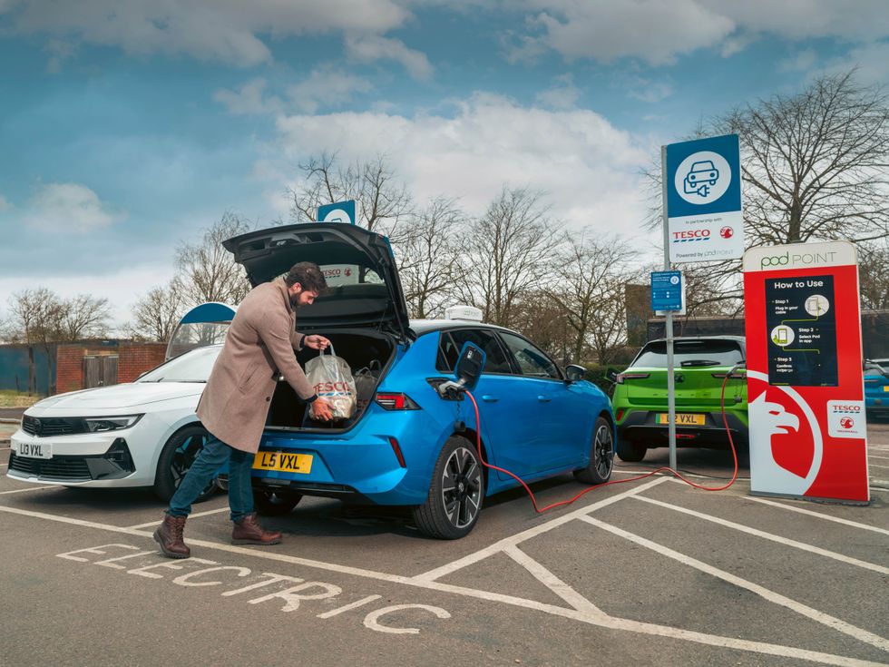 Vauxhall EVs charging at Tesco