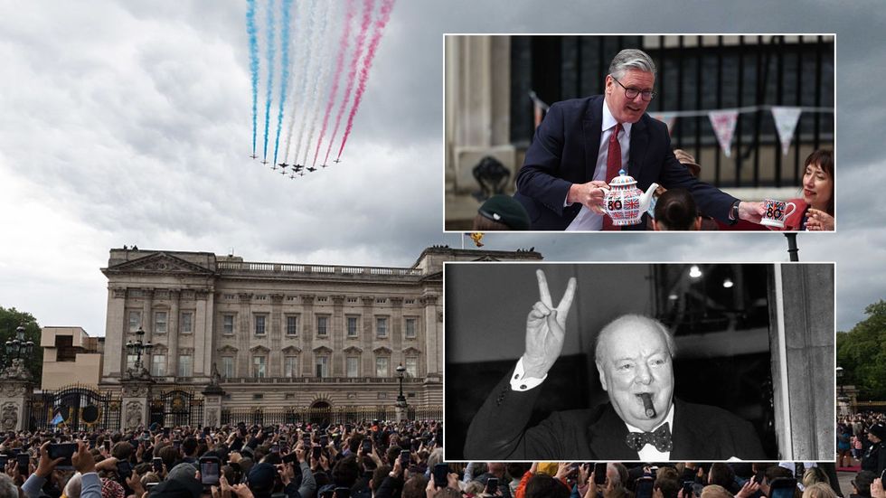 VE Day Flypast/Starmer/Churchill