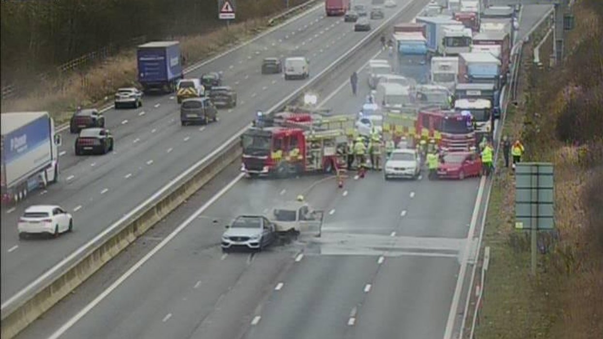 Vehicle fire on the M1
