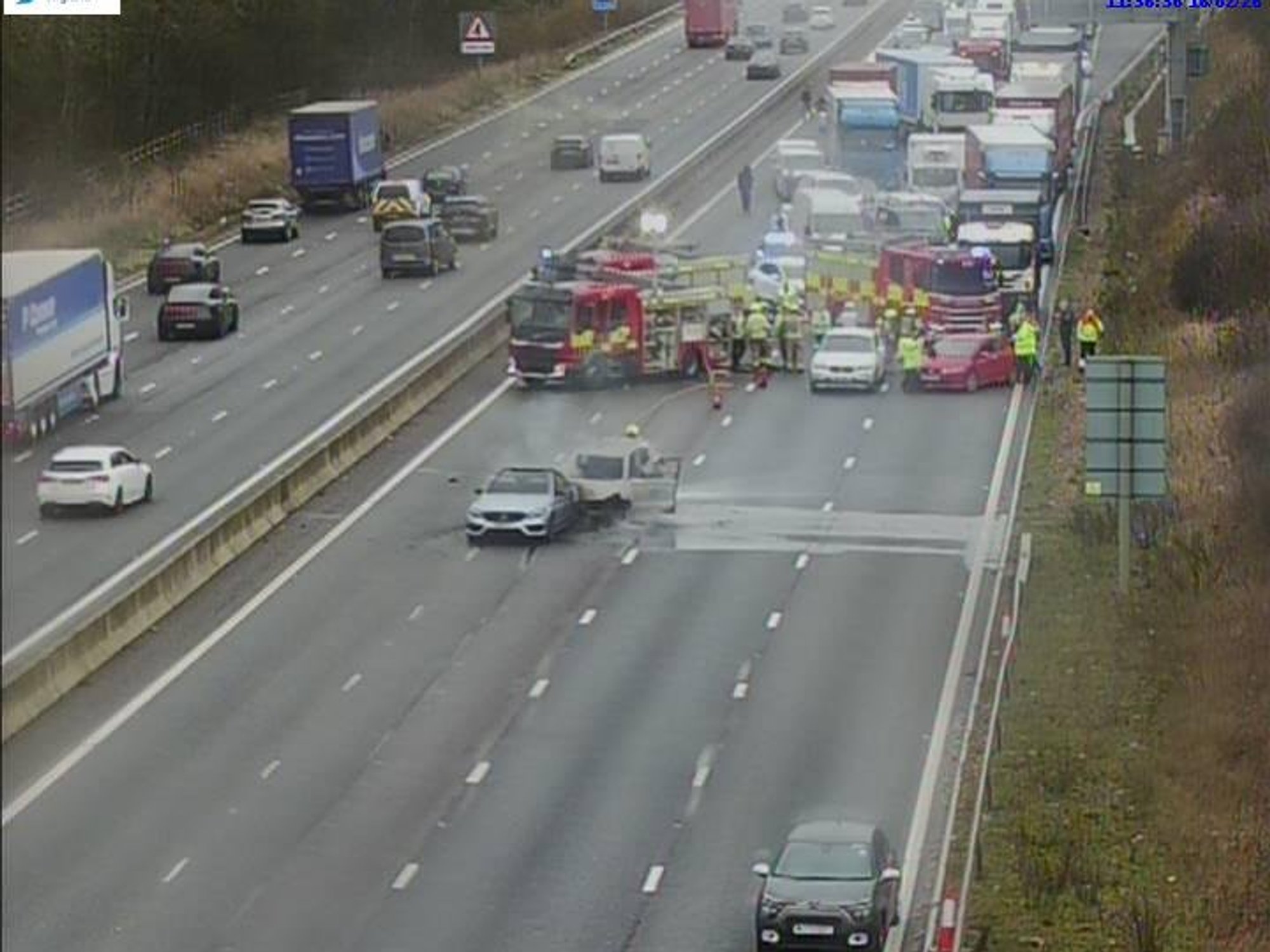 Vehicle fire on the M1
