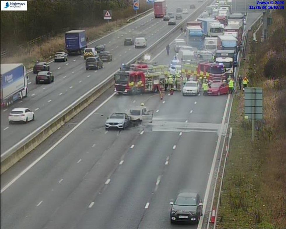 Vehicle fire on the M1