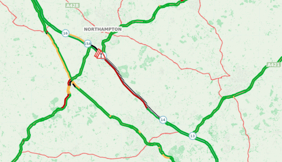 Vehicle fire on the M1