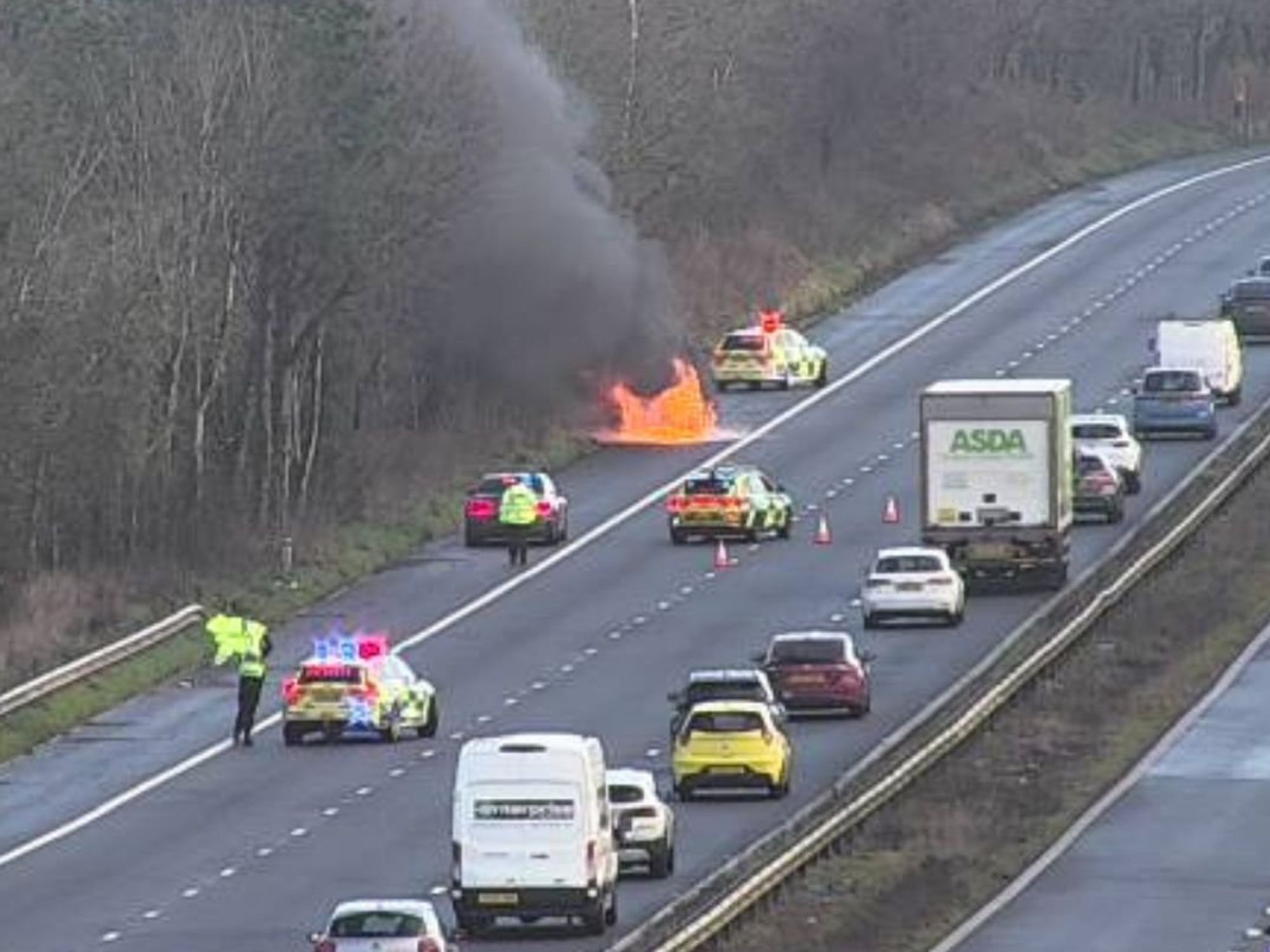 Vehicle fire on the M4
