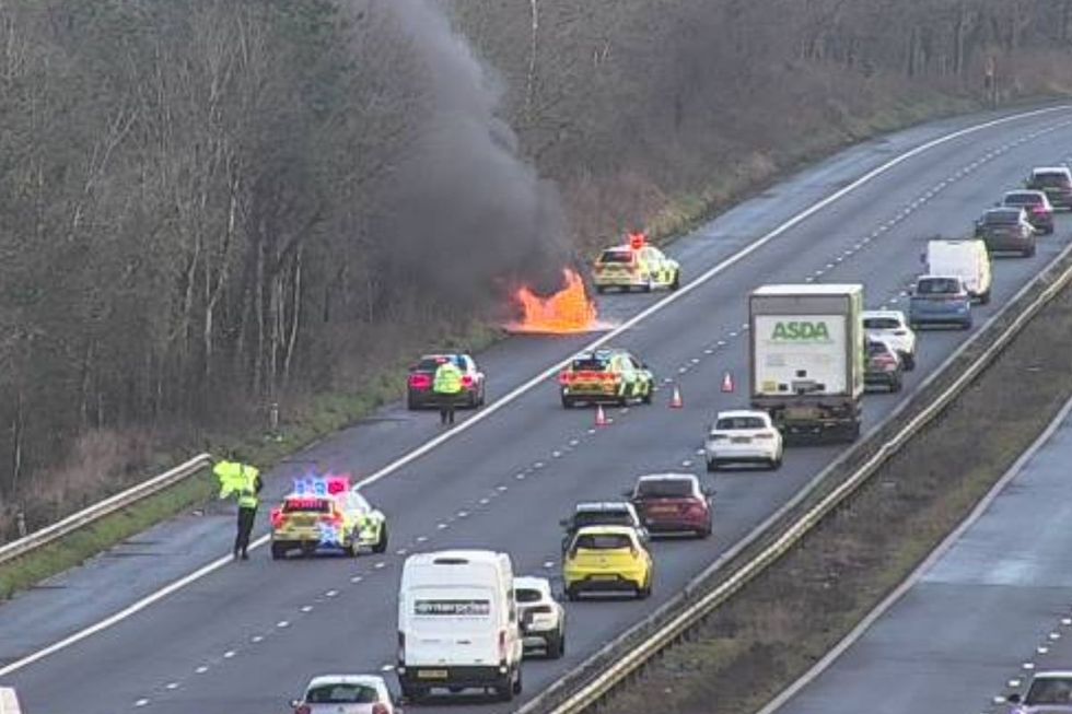 Vehicle fire on the M4