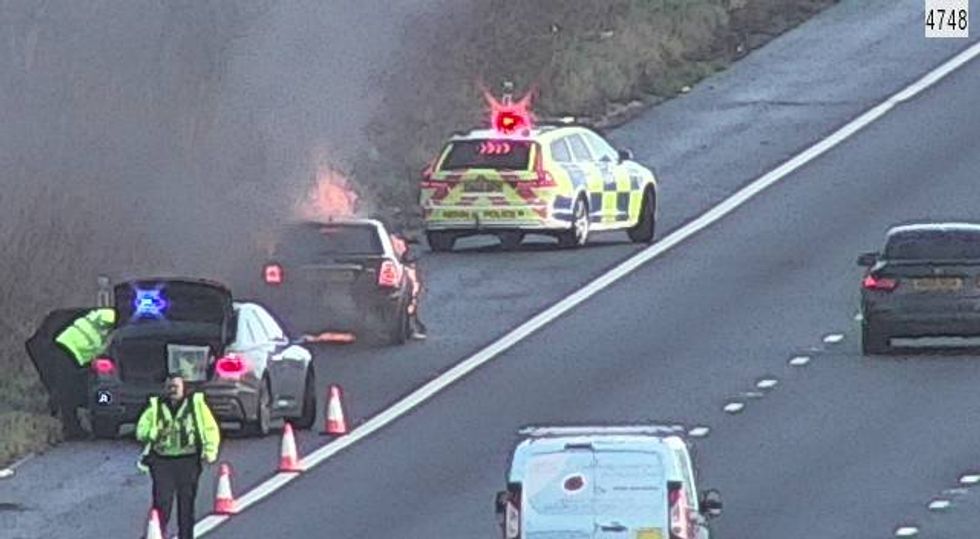 Vehicle fire on the M4