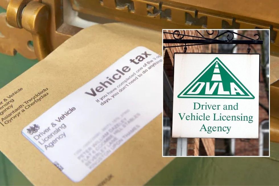 Vehicle tax and a DVLA sign