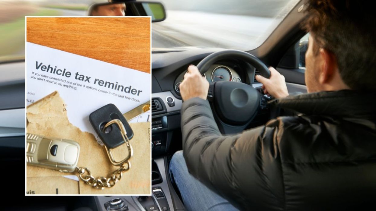 Vehicle tax reminder and a man driving
