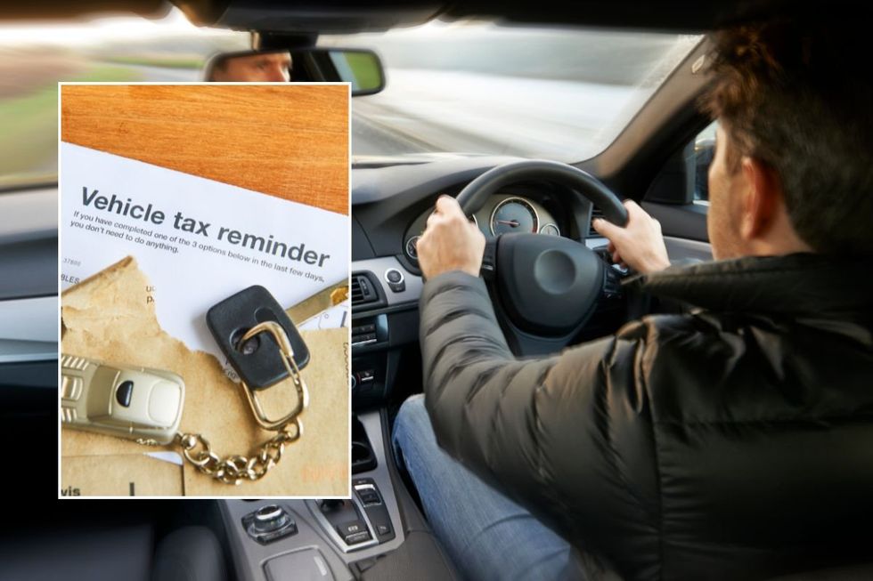 Vehicle tax reminder and a man driving