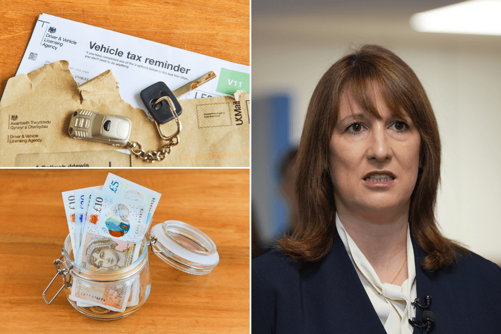 Vehicle tax reminder, Chancellor Rachel Reeves and a jar full of money