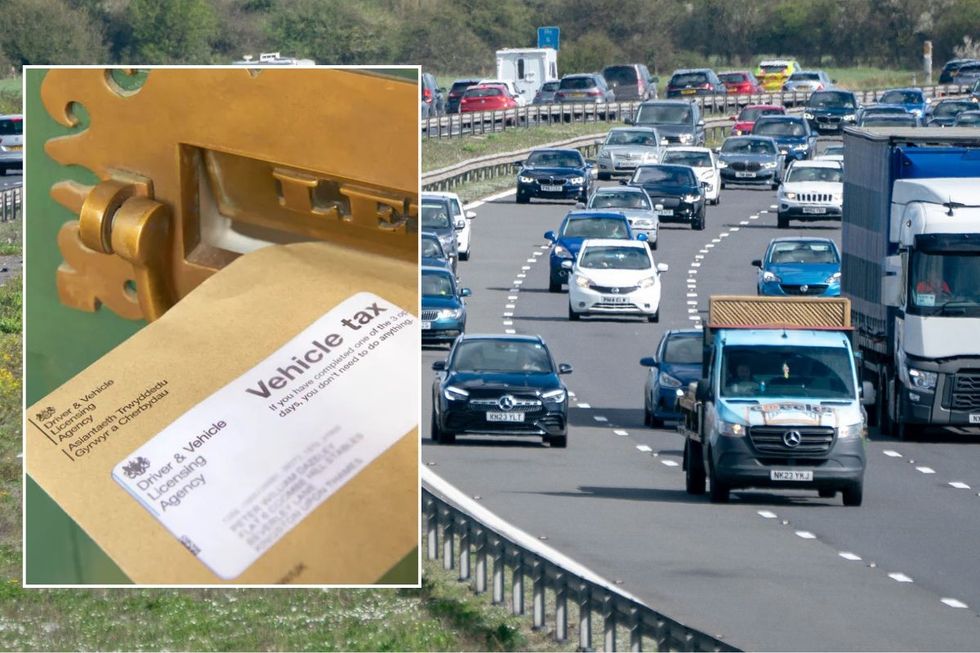 Vehicle tax reminder letter and a busy motorway