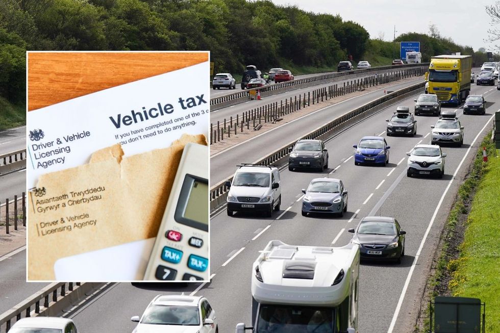 Vehicle tax reminder letter and a busy motorway