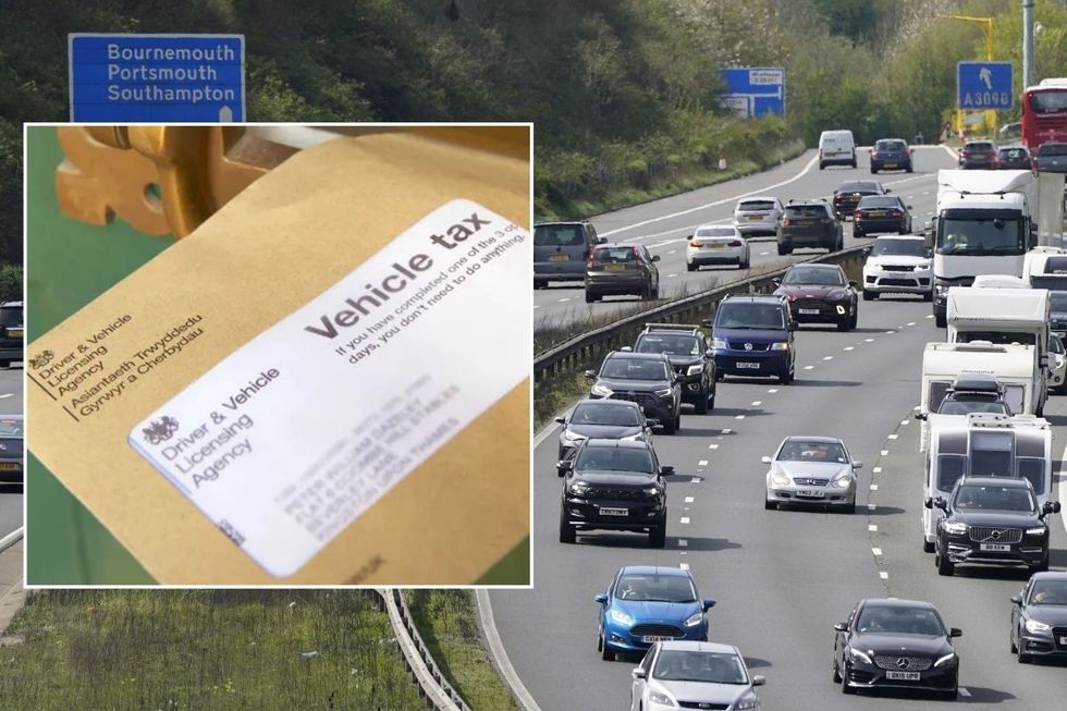 Vehicle tax reminder letter and a busy UK road