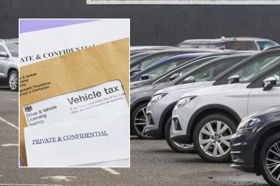 Vehicle tax reminder letter and a car dealership