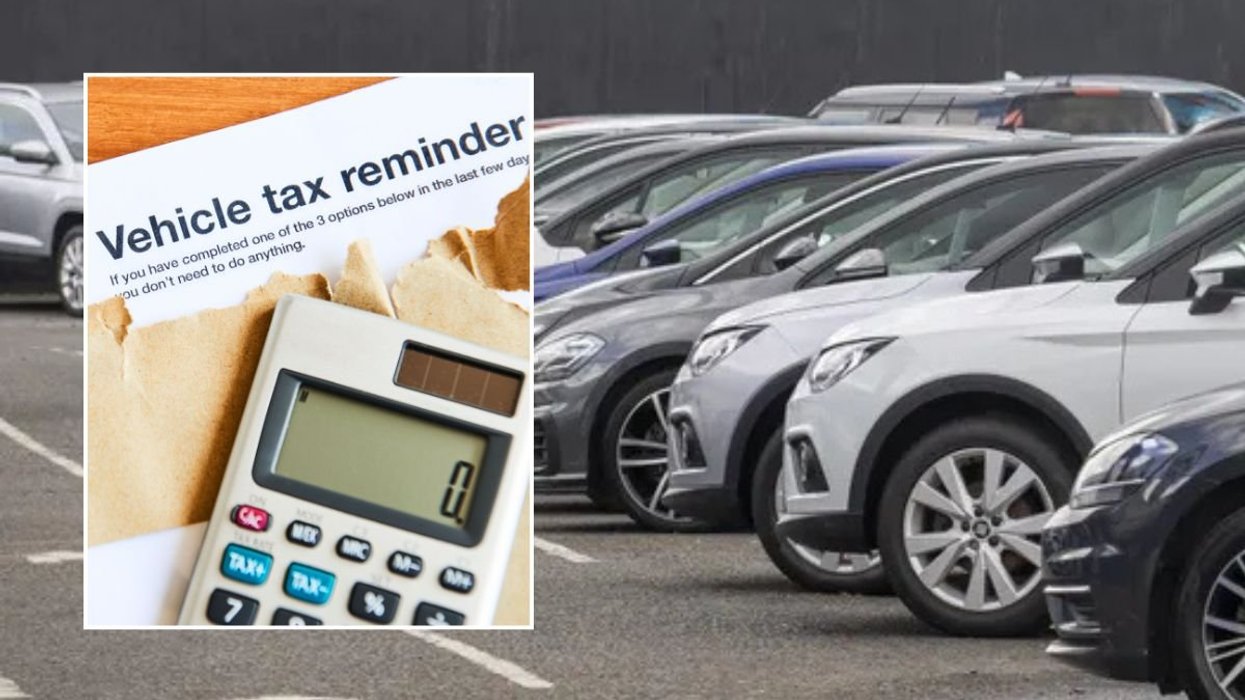 Vehicle tax reminder letter and a car dealership