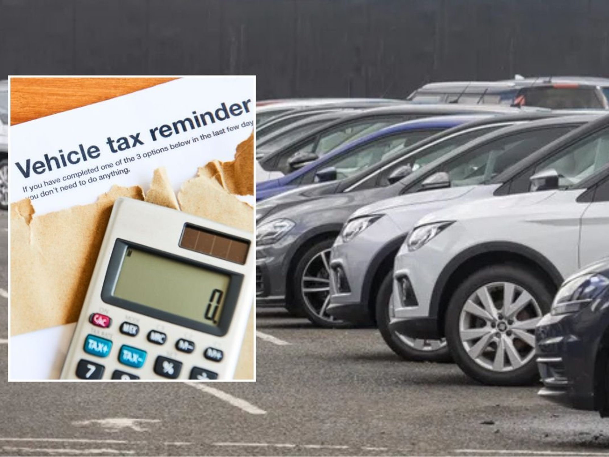 Vehicle tax reminder letter and a car dealership