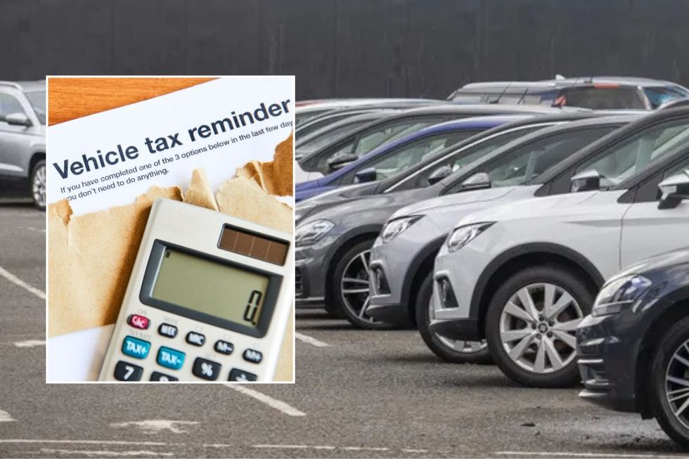 Vehicle tax reminder letter and a car dealership