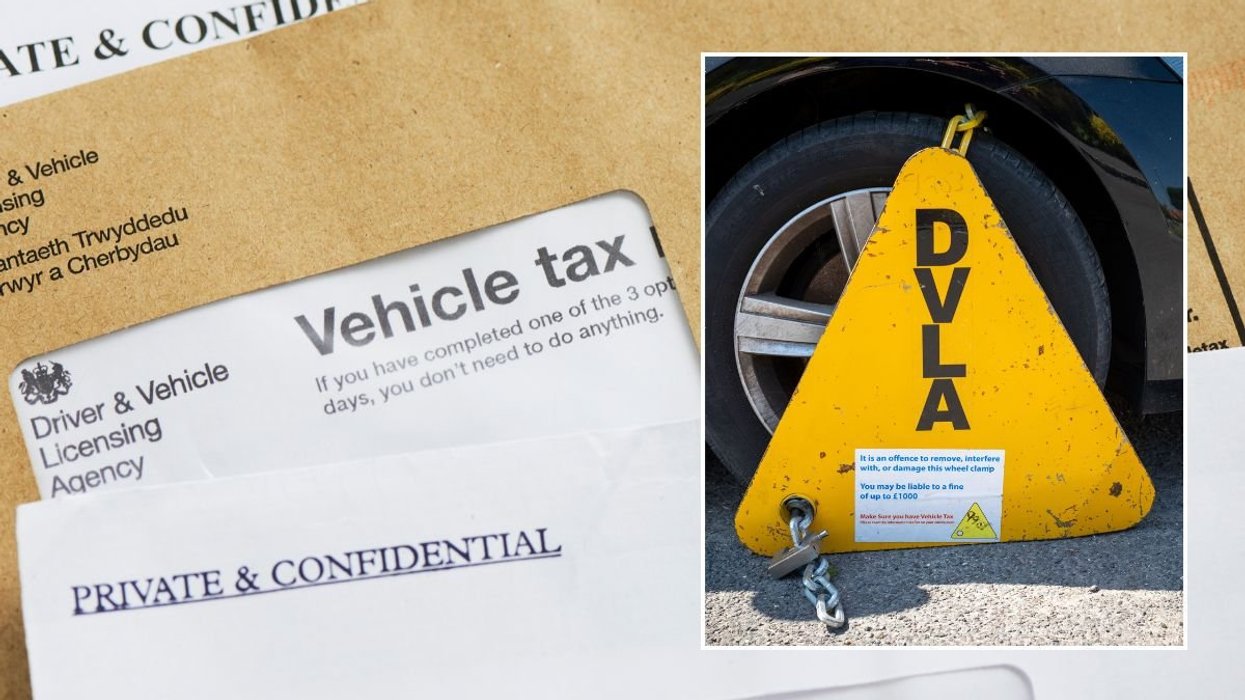 Vehicle tax reminder letter and a DVLA wheel clamp