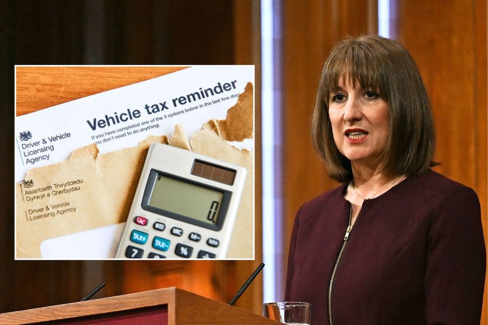 Vehicle tax reminder letter and Chancellor Rachel Reeves