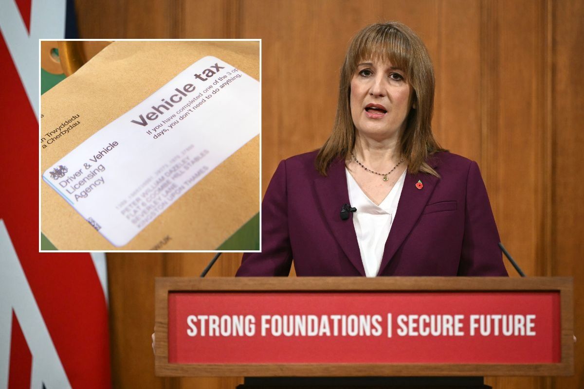 Vehicle tax reminder letter and Chancellor Rachel Reeves