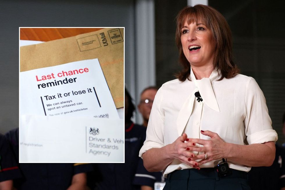 Vehicle tax reminder letter and Chancellor Rachel Reeves