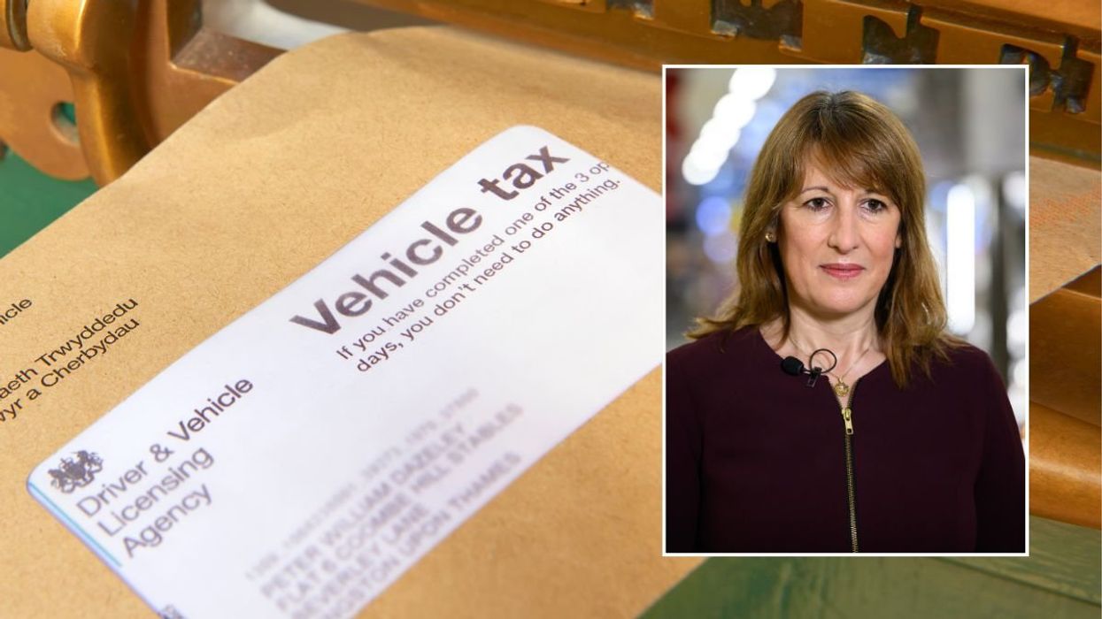 Vehicle tax reminder letter and Chancellor Rachel Reeves
