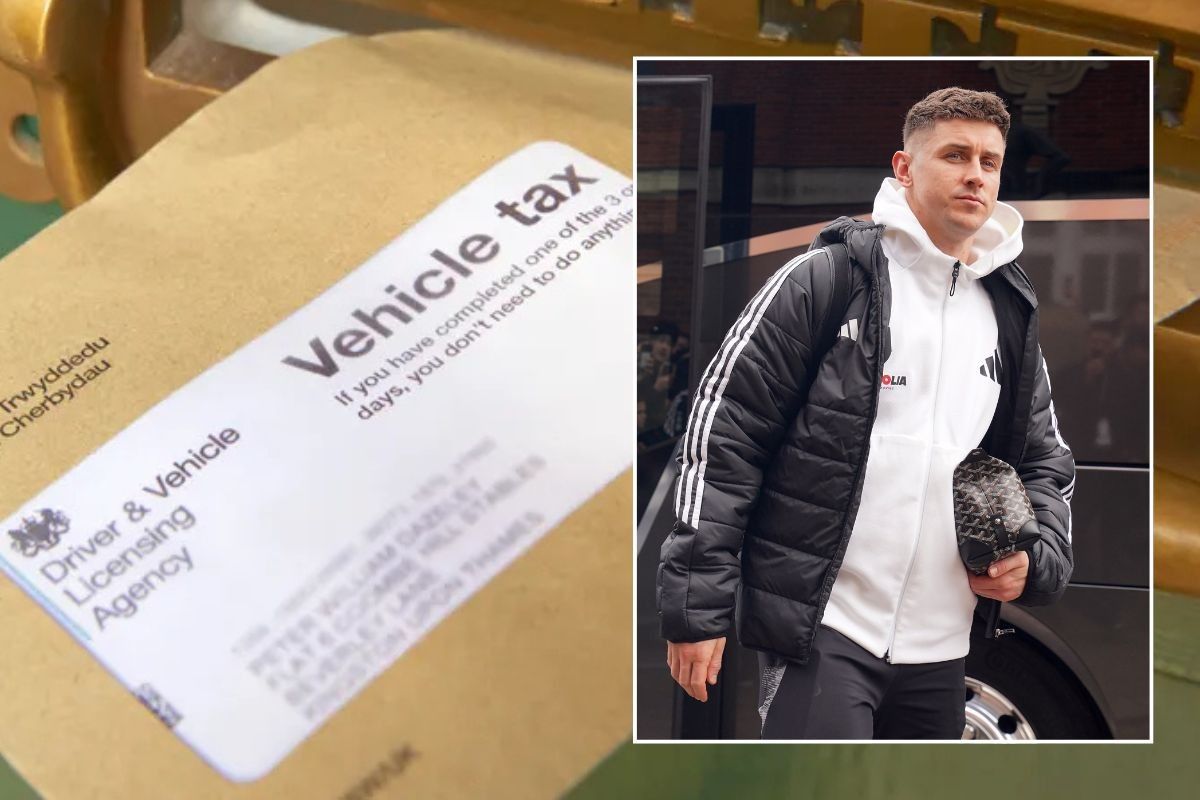 Vehicle tax reminder letter and Fulham FC captain Tom Cairney