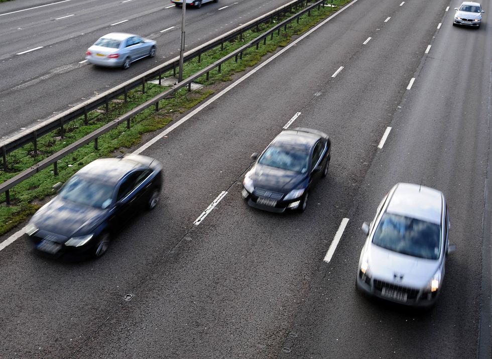 Vehicles travel along the M1 motorway near Nottingham