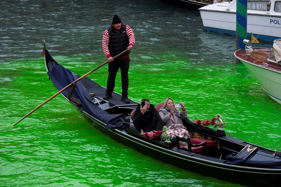Venice Grand Canal dyed green