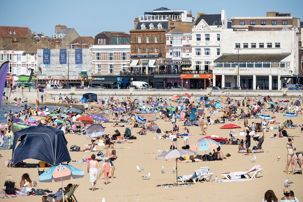 Very crowded beach on a beautiful day in Margate