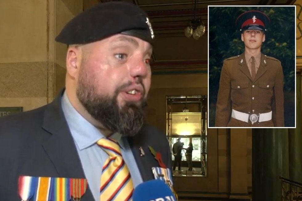 Veteran Simon Brown accepted one of the first poppies to mark the start of the appeal