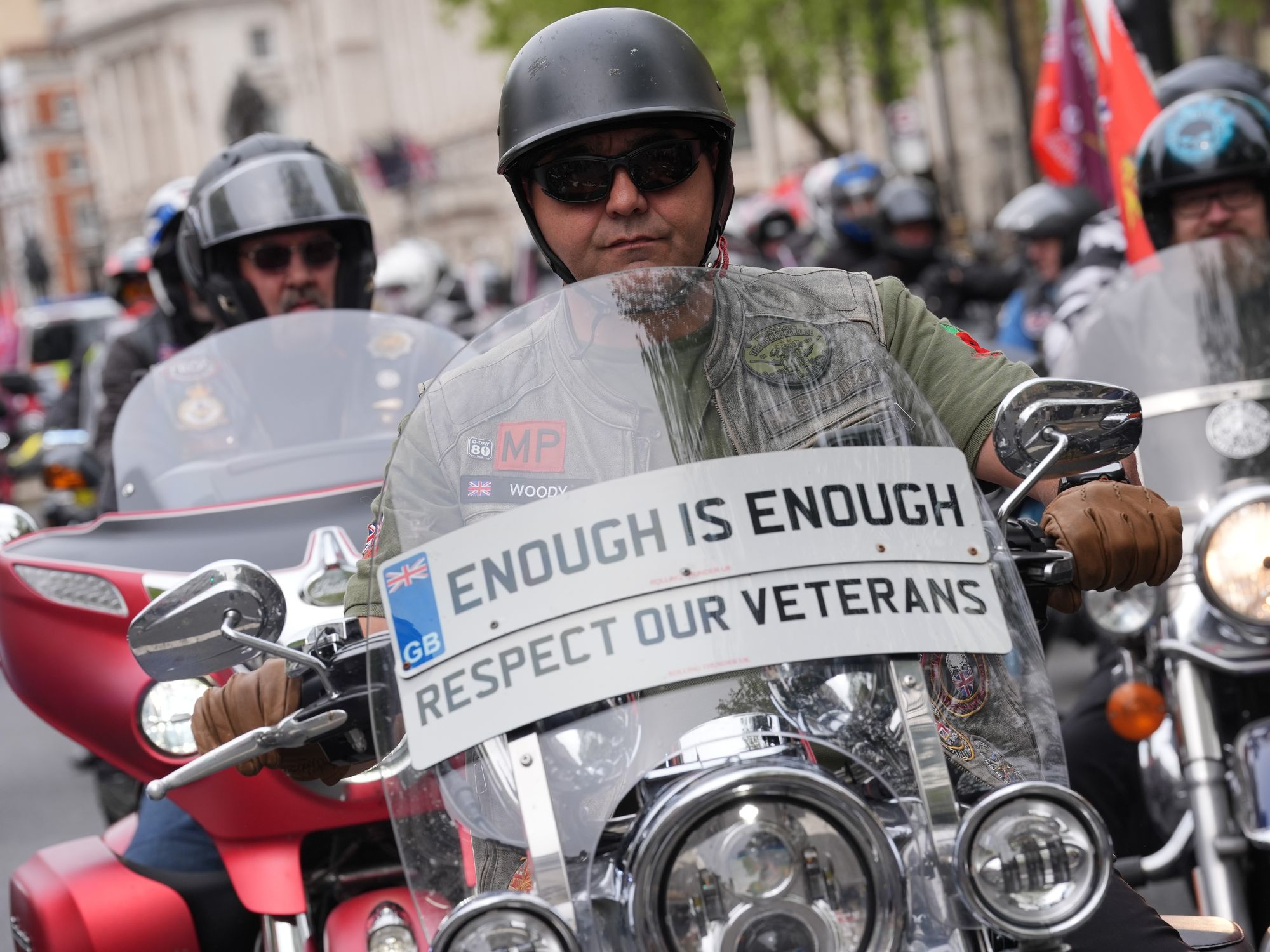 Veterans who served in the British Army during the Northern Ireland troubles take part in a protest organised by the Northern Ireland Veterans Movement against the repealing of the Legacy Act