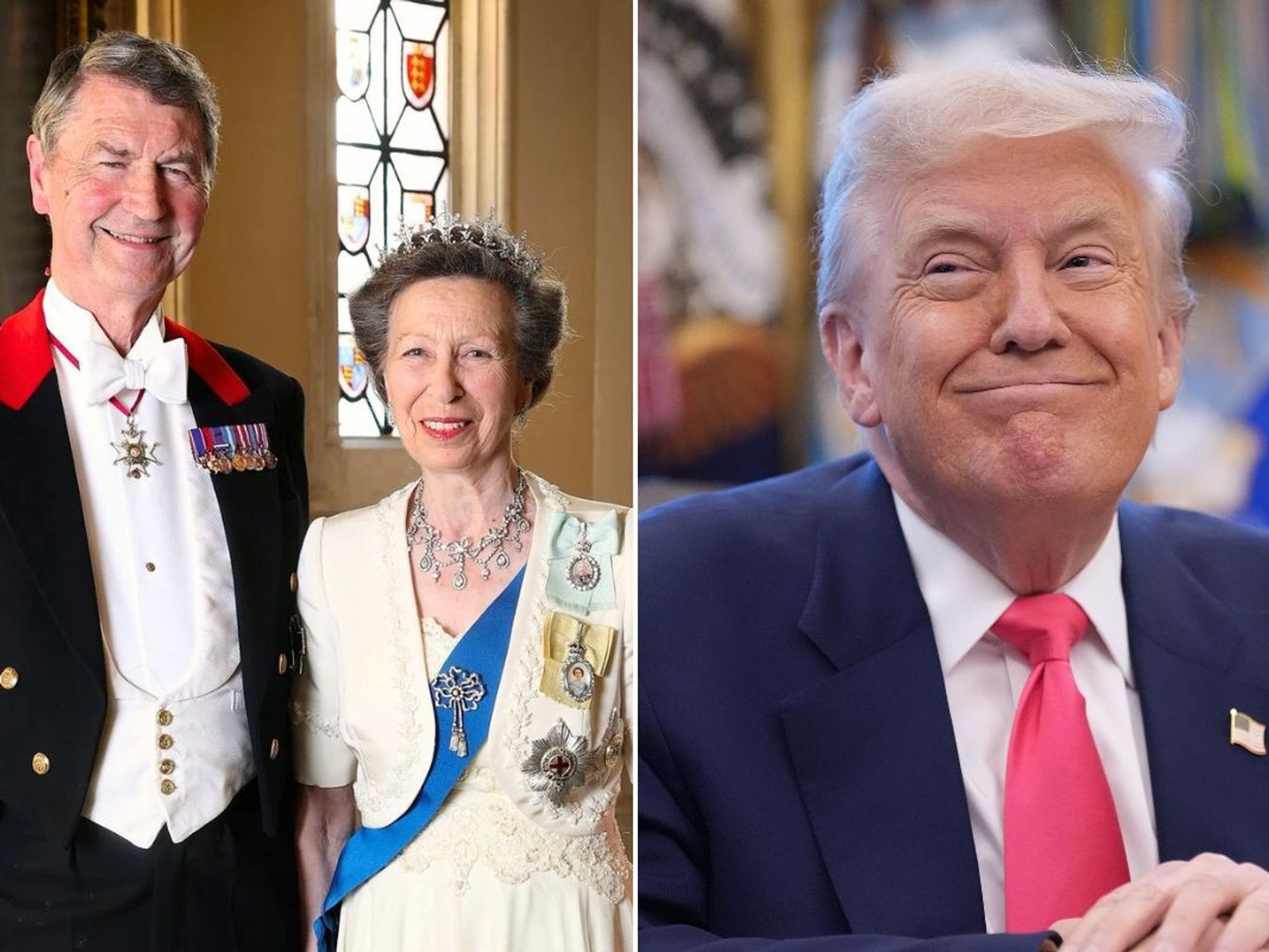 Vice Admiral Sir Timothy Laurence, Princess Anne, President Donald Trump
