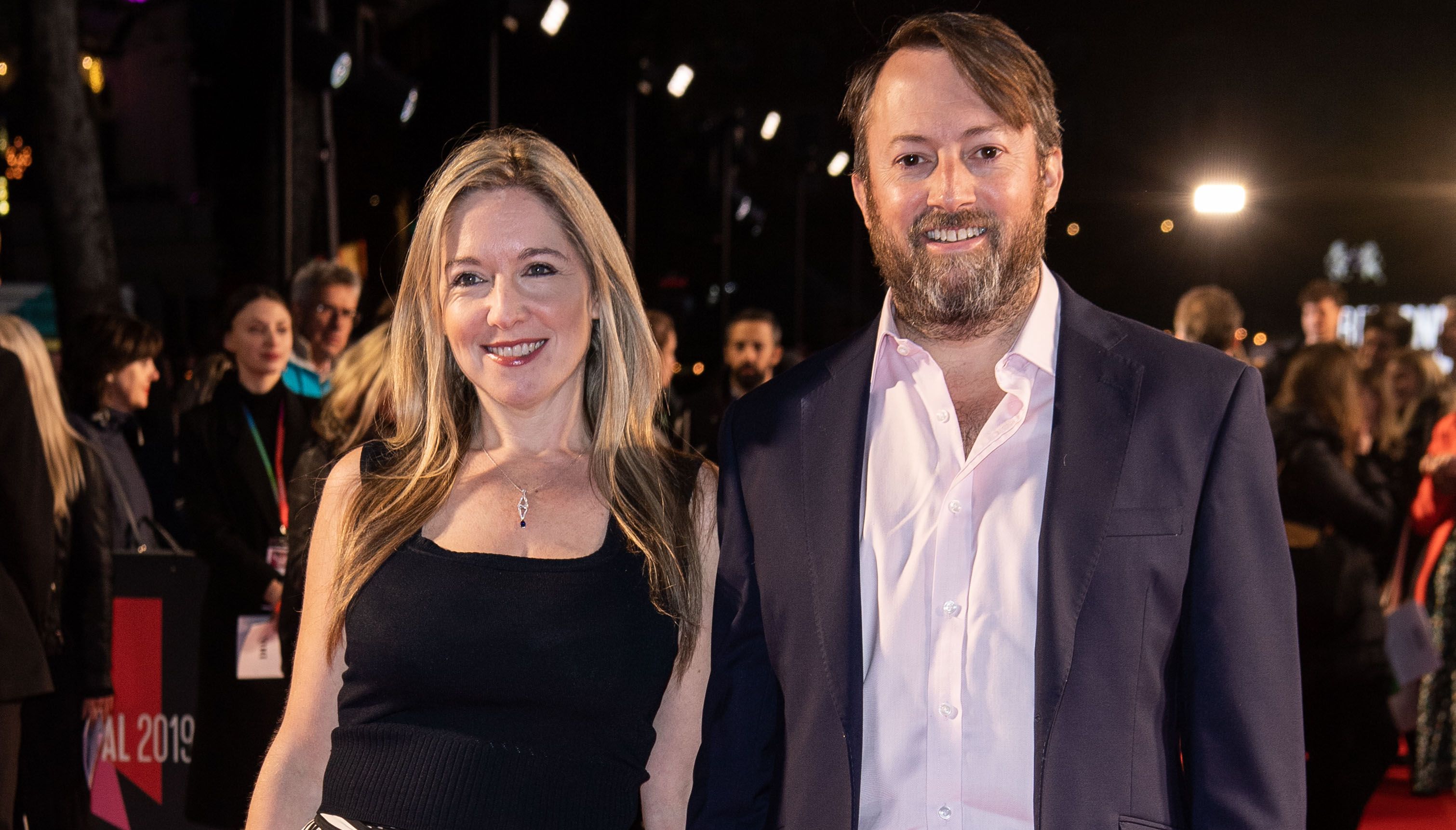 Victoria Coren Mitchell and David Mitchell attending the Greed European Premiere as part of the BFI London Film Festival 2019 held at the Odeon Luxe, Leicester Square in London.