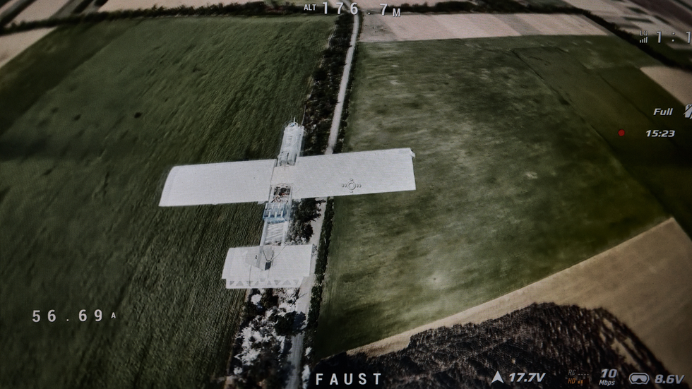 View from the camera of an interceptor drone inspecting a device
