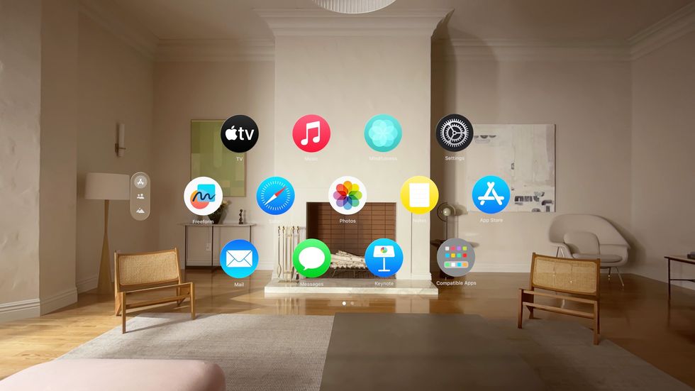 view from within an apple vision pro of the home view of apps