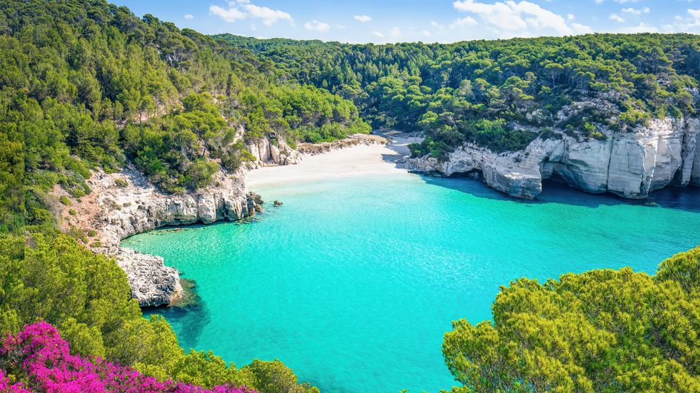 View of a bright, blue sea in Menorca