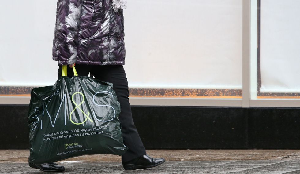 View of a Marks and Spencer shopper in Liverpool City Centre