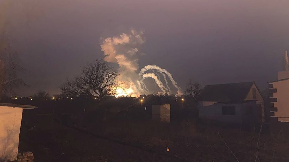 View of an explosion, after Russian President Vladimir Putin authorised a military operation in eastern Ukraine, near Dnipro, Ukraine February 24, 2022