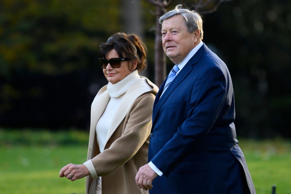 Viktor and Amalija Knavs, the parents of First Lady Melania Trump, depart the White House in Washington