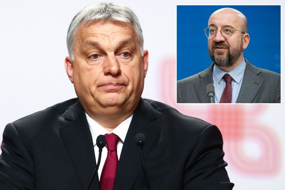 Viktor Orban (left) and Charles Michel (inset)
