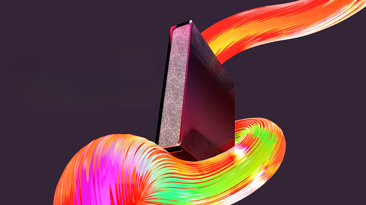 virgin media hub 5x wifi router pictured with colourful swirls