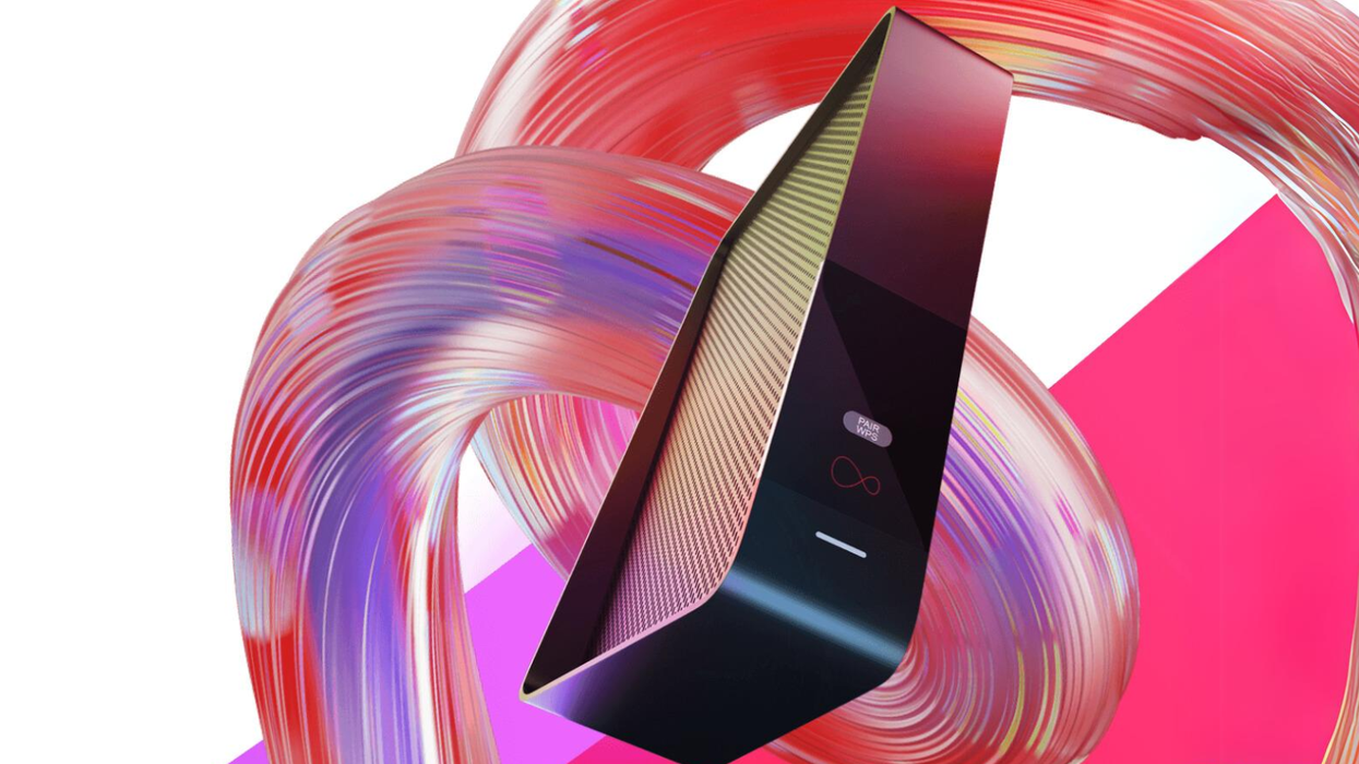 virgin media o2 router pictured with swirling colours around it