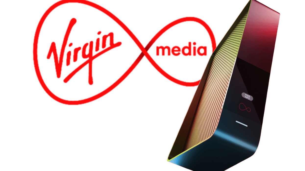 Virgin Media router in front logo